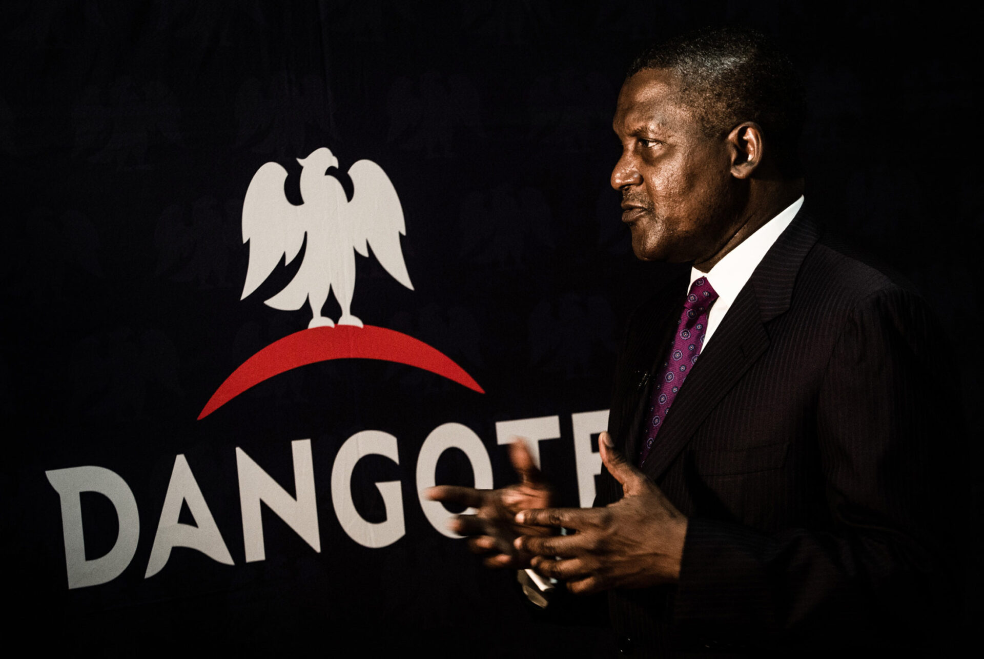 Aliko Dangote speaking at a philanthropy event