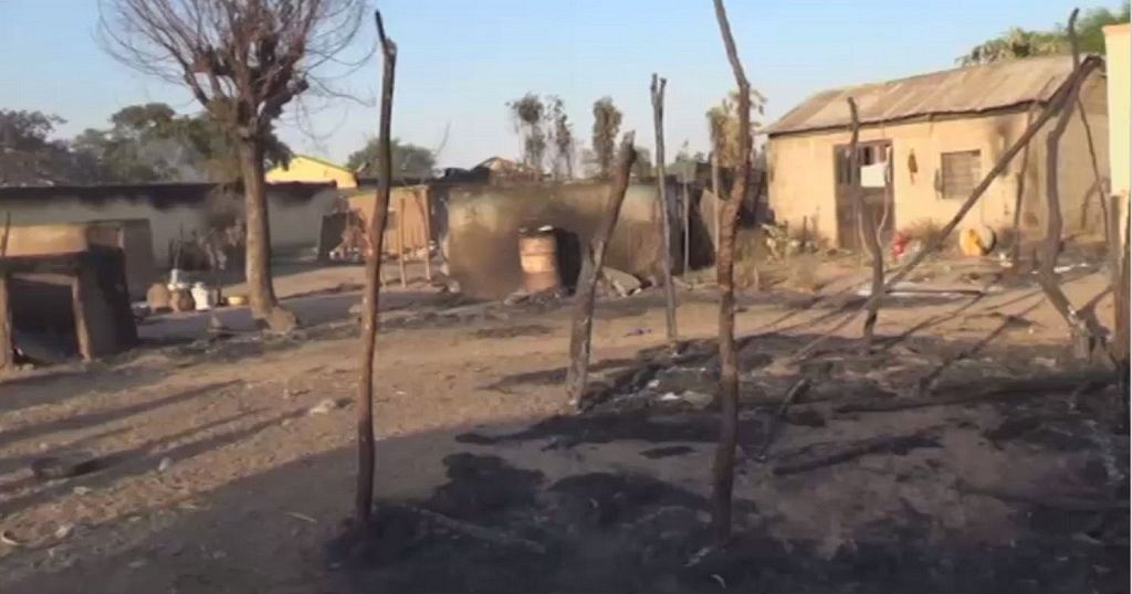Homes destroyed in a Benue State village after Fulani herdsmen attacks in June 2025
