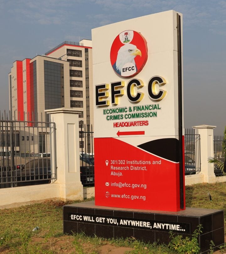The exterior of the EFCC headquarters building in Abuja, Nigeria.